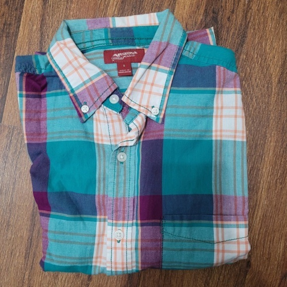Arizona Jeans Co. Plaid Button Up Long Sleeve Casual Shirt Small Vintage Style - Picture 2 of 9